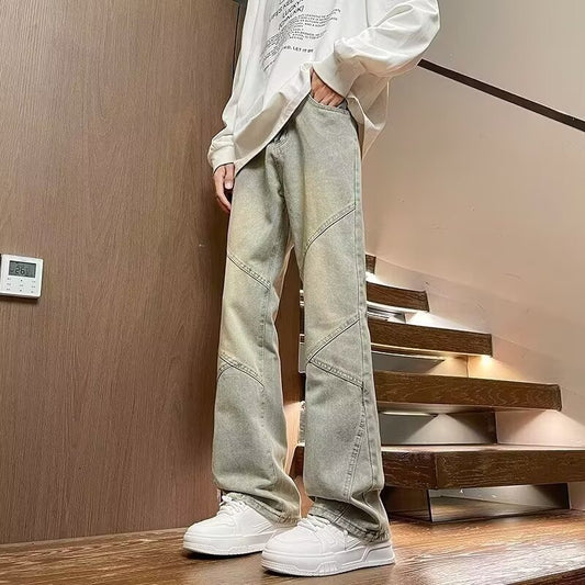 Vintage Washed Patchwork Jeans: Retro Aesthetic & Loose Fit Essential