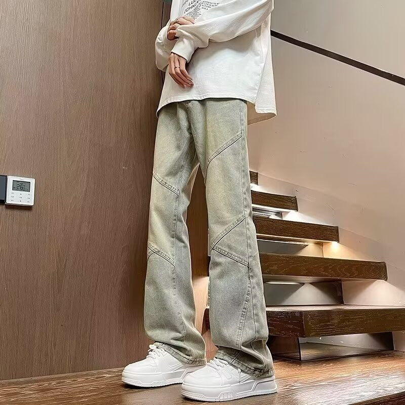 Vintage Washed Patchwork Jeans: Retro Aesthetic & Loose Fit Essential