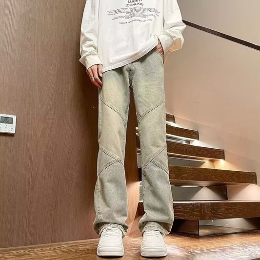 Vintage Washed Patchwork Jeans: Retro Aesthetic & Loose Fit Essential