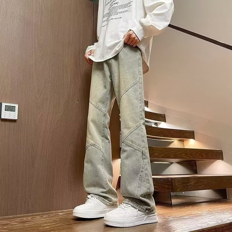 Vintage Washed Patchwork Jeans: Retro Aesthetic & Loose Fit Essential