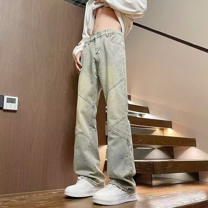 Vintage Washed Patchwork Jeans: Retro Aesthetic & Loose Fit Essential